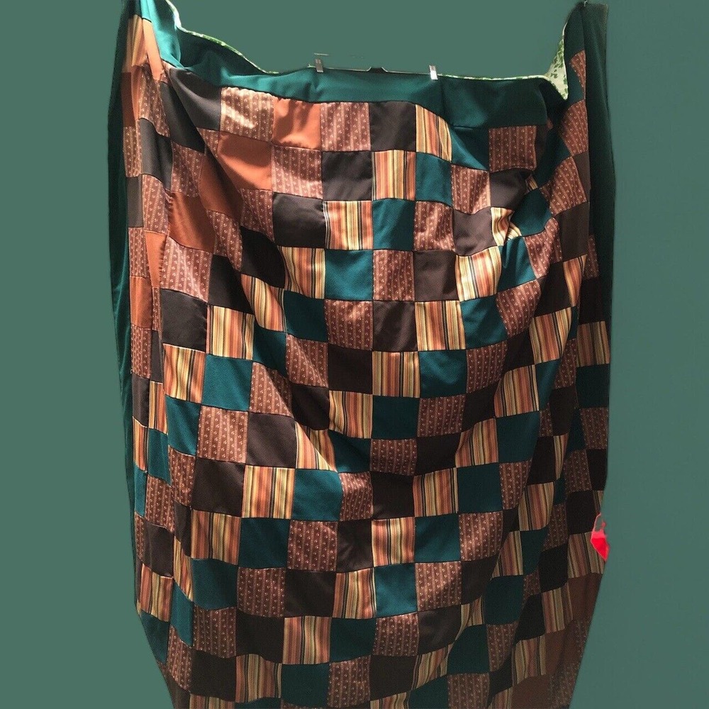 Vtg 78” Full Size Quilt Lodge with Patchwork Pattern Retro 70’s Blanket Colors‎